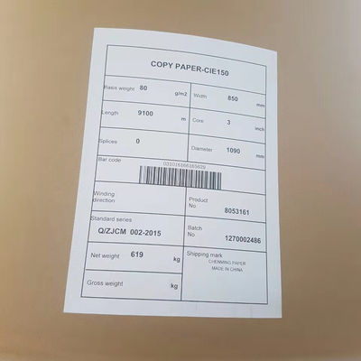 Custom Order 70/75/80gsm Kopierpapier Jumbo Roll 850mm Rolle Größe mit 103±1 Helligkeit